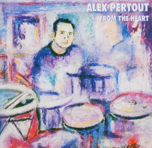 Painted CD cover featuring a drummer surrounded by percussion instruments.