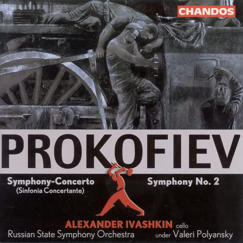 CD cover: Prokofiev's Symphony No. 2, featuring industrial imagery and text.