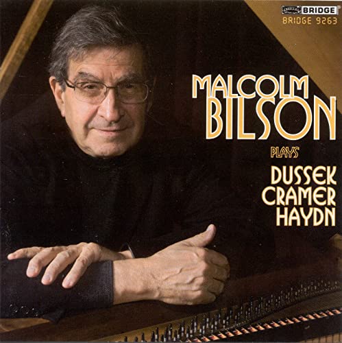 Malcolm Bilson portrait on CD cover, with composers’ names listed.