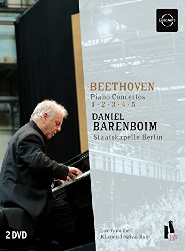 DVD cover featuring Daniel Barenboim at a piano, text “Beethoven Piano Concertos.”
