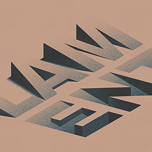 Lament" album cover with angular, dark gray text on a beige background.