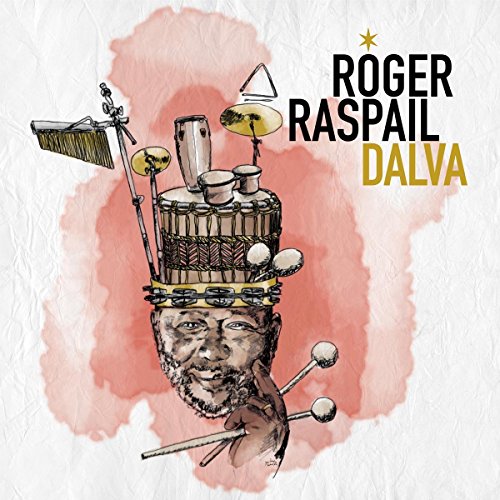 Album cover for Raspail Roger’s “Dalva” featuring illustrated percussion instruments.