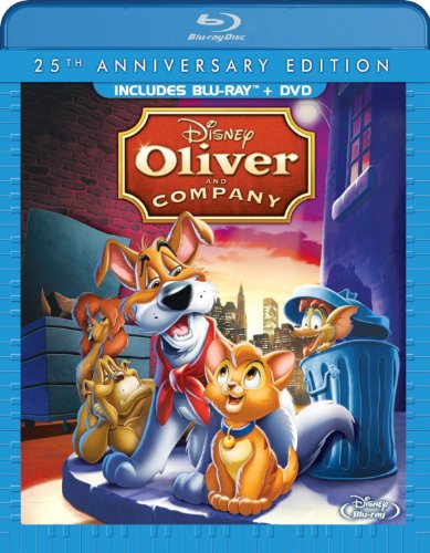 Blu-ray cover for Disney’s “Oliver & Company” featuring cartoon cats.