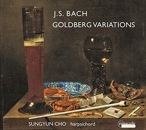 CD cover: still life painting with glassware, crabs, and text “J.S. Bach”.