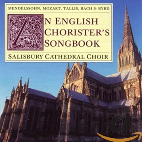 CD cover featuring Salisbury Cathedral and ornate initial letter "A".