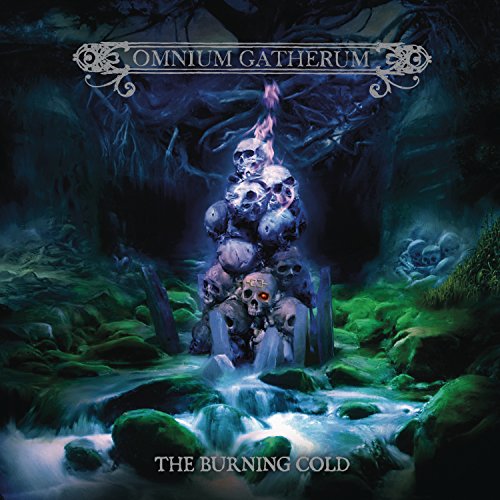 Album cover for Omnium Gatherum’s “The Burning Cold” featuring skulls and a stream.
