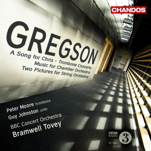 CD cover for Gregson’s Trombone Concerto, featuring bold white text on dark background.