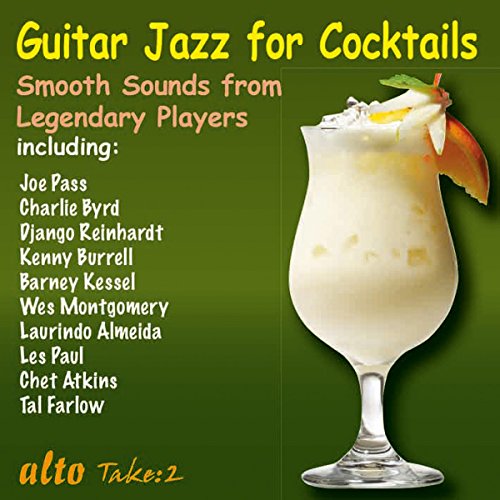 CD cover: "Guitar Jazz for Cocktails" with a tropical drink image.