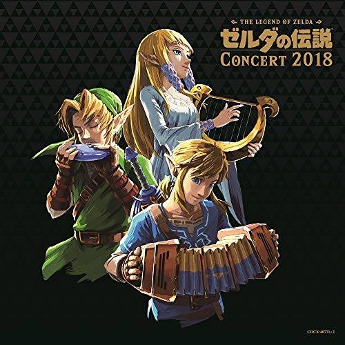 “Legend of Zelda” concert CD cover featuring Link and Zelda with instruments.