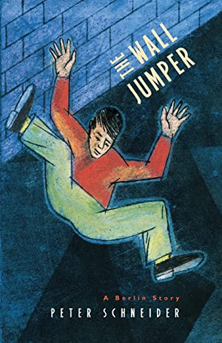 Book cover: illustrated boy climbing a blue brick wall.