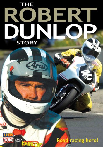 DVD cover for “The Robert Dunlop Story” featuring a motorcycle racer.