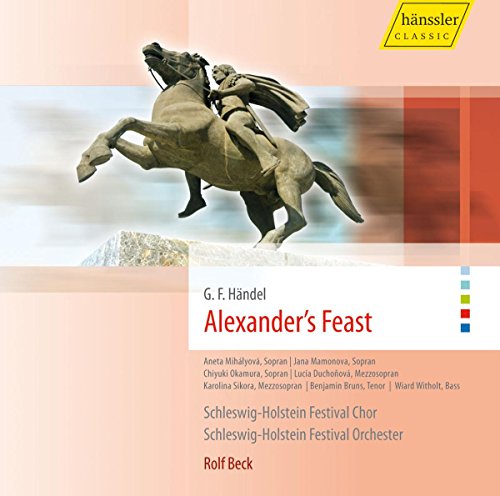 CD cover for Handel’s "Alexander's Feast" featuring a bronze equestrian statue.