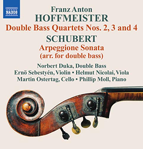 CD cover featuring a close-up of a double bass scroll and names of composers.