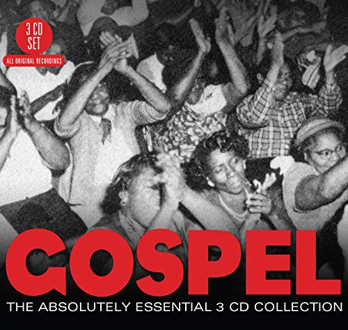 Black and white photo of a gospel choir with red "GOSPEL" text.