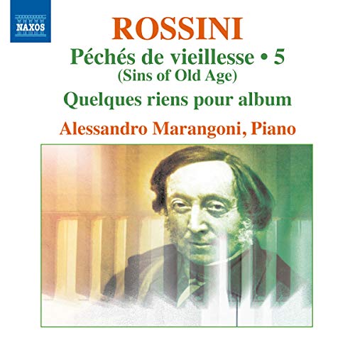 CD cover featuring a portrait of composer Gioachino Rossini and pianist Alessandro Marangoni.