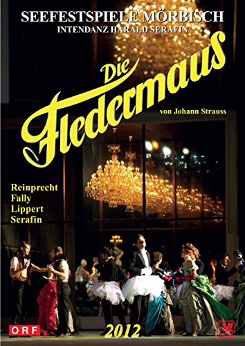 DVD cover for "Die Fledermaus" opera, showing performers and a chandelier.