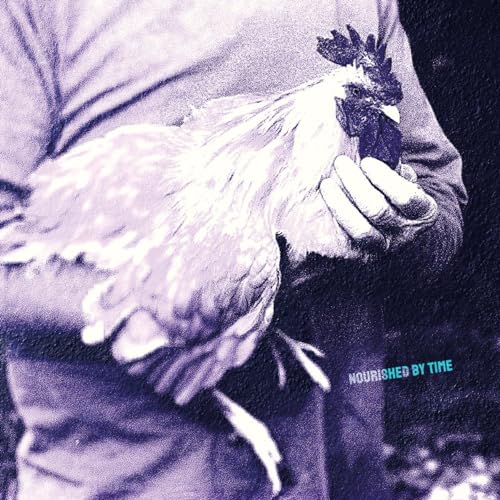 Person holding a white and black chicken, album artwork detail.