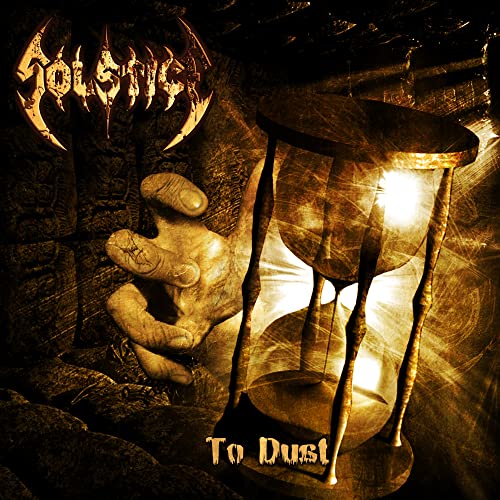 Album cover for Solsticeās āTo Dustā featuring a hand and hourglass.