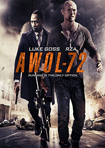 Two men walk forward in a city street with smoke and crashed cars behind.