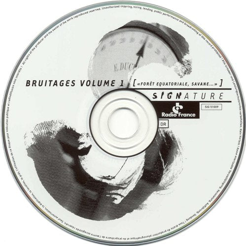 CD with black and white portrait and text "Bruitages Volume 1".