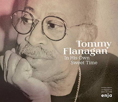 Close-up of Tommy Flanagan wearing glasses, album cover for “In His Own Sweet Time.”