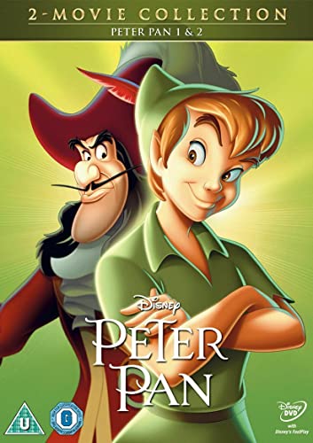 Peter Pan DVD cover featuring Peter Pan and Captain Hook.