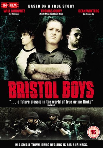 DVD cover for Bristol Boys featuring three men above a team of armed police.