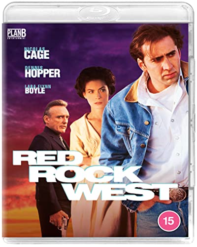 “Red Rock West” Blu-ray cover featuring Nicolas Cage, Dennis Hopper, and Lara Flynn Boyle.