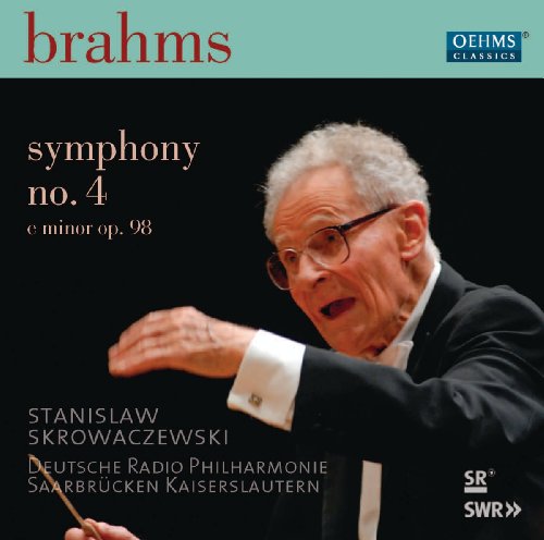 CD cover featuring conductor Stanisław Skrowaczewski and text “Brahms Symphony No. 4”.