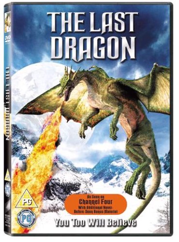 DVD cover art featuring a green dragon breathing fire over a snowy mountain landscape.