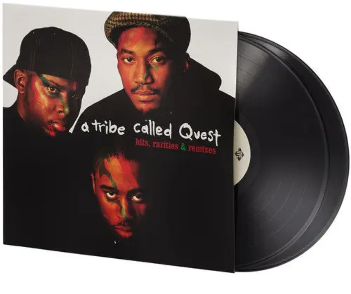 A Tribe Called Quest vinyl record with group members on the cover.