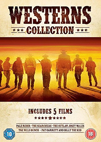 DVD cover for "Westerns Collection" featuring silhouetted cowboys and desert landscape.