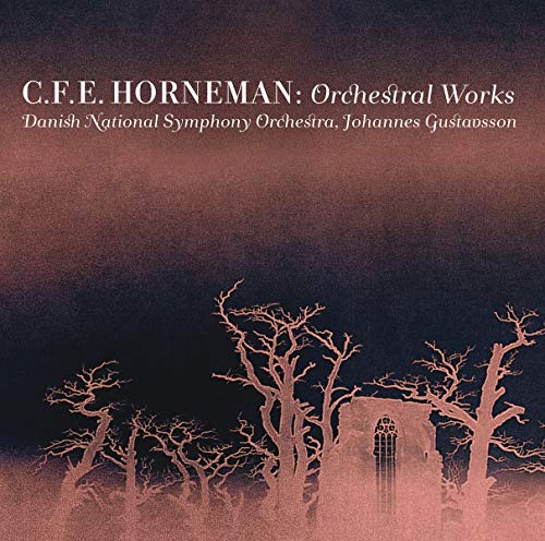 CD cover for C.F.E. Horneman orchestral works with a ruined church illustration.
