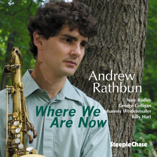 Andrew Rathbun CD cover with musician, saxophone, and tree background.