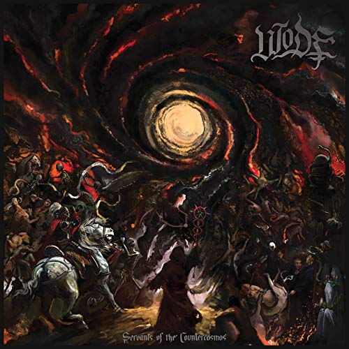 Dark, swirling artwork depicting figures and a horse before a glowing vortex.