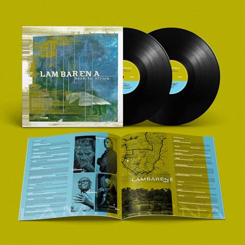 Two vinyl records, album cover, and open booklet with portraits and maps.