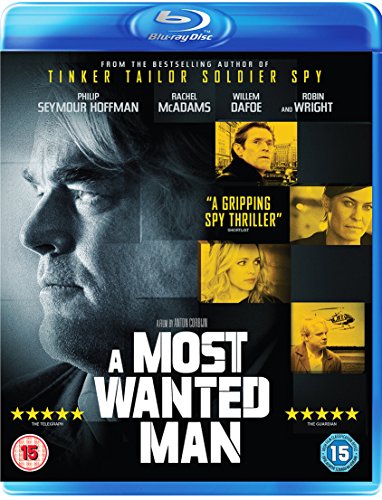 Blu-ray cover for “A Most Wanted Man” featuring Philip Seymour Hoffman’s portrait.