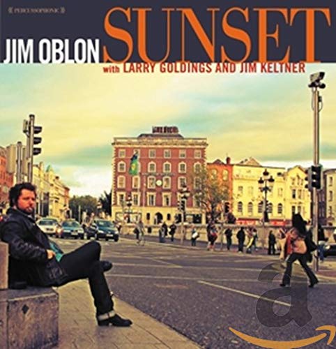 CD cover for Jim Oblon's "Sunset" featuring a street scene and portrait.