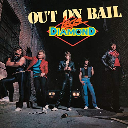 1980s rock band Legs Diamond album cover, "Out On Bail", in an alley.
