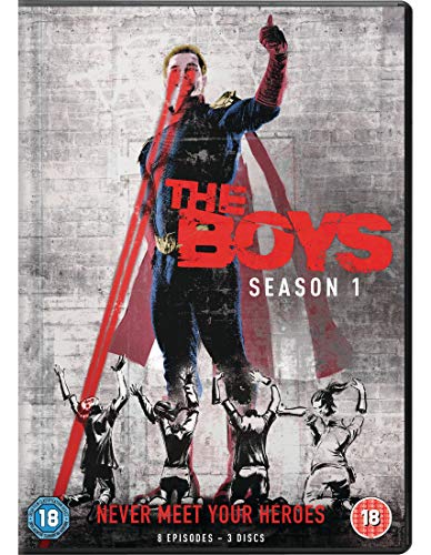The Boys Season 1 DVD cover featuring Homelander standing above a crowd of people.