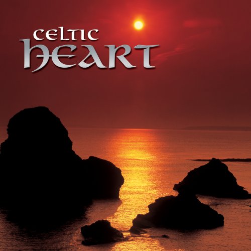 CD cover for "Celtic Heart" with a sunset over rocky water.