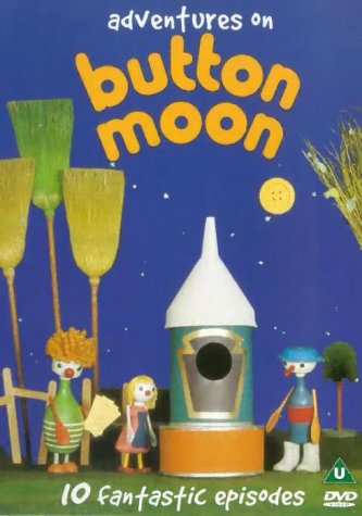 Button Moon" DVD cover featuring colorful characters and a rocket ship.