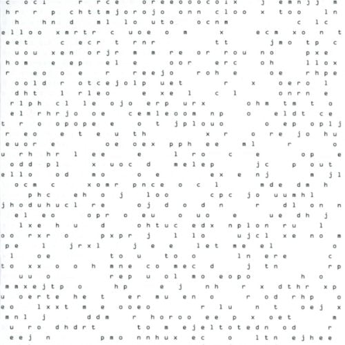 CD case with abstract, pixelated text resembling a starry sky.
