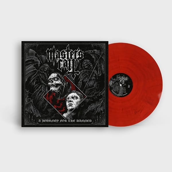 Red vinyl record and album cover with dark, gothic imagery.