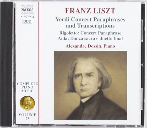 CD cover featuring pianist Franz Liszt and title "Verdi Concert Paraphrases".