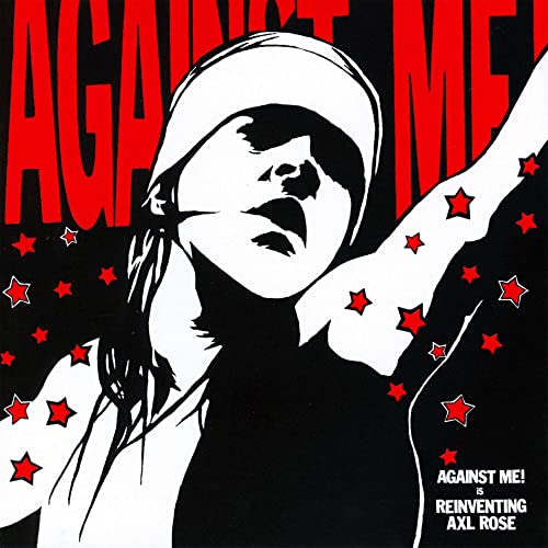 Black and white album cover featuring a stylized portrait with red stars.