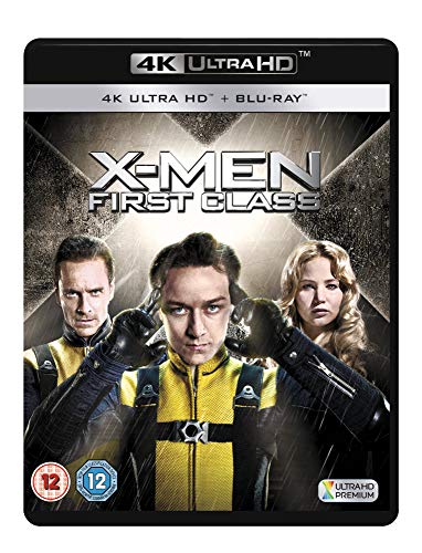 X-Men: First Class Blu-ray cover featuring James McAvoy, Michael Fassbender, and Rose Byrne.