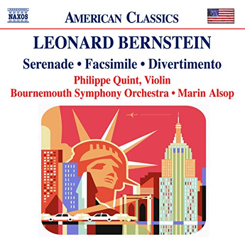 CD cover for Bernstein’s Serenade with Statue of Liberty illustration.