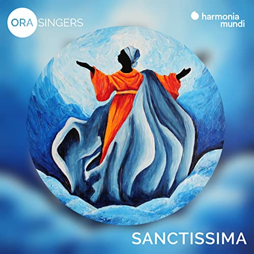 CD cover: painting of a woman with arms raised in blue and orange.