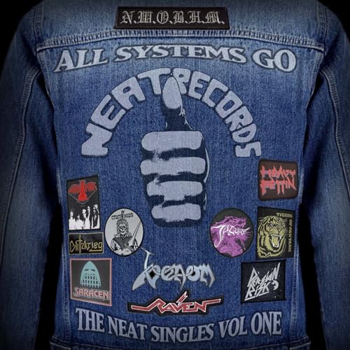Denim jacket back with patches for the album "All Systems Go.